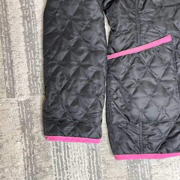 Lilly Pulitzer Jacket Womens Large Black Quilted Pink Trim Button Front Preppy - Picture 9 of 14